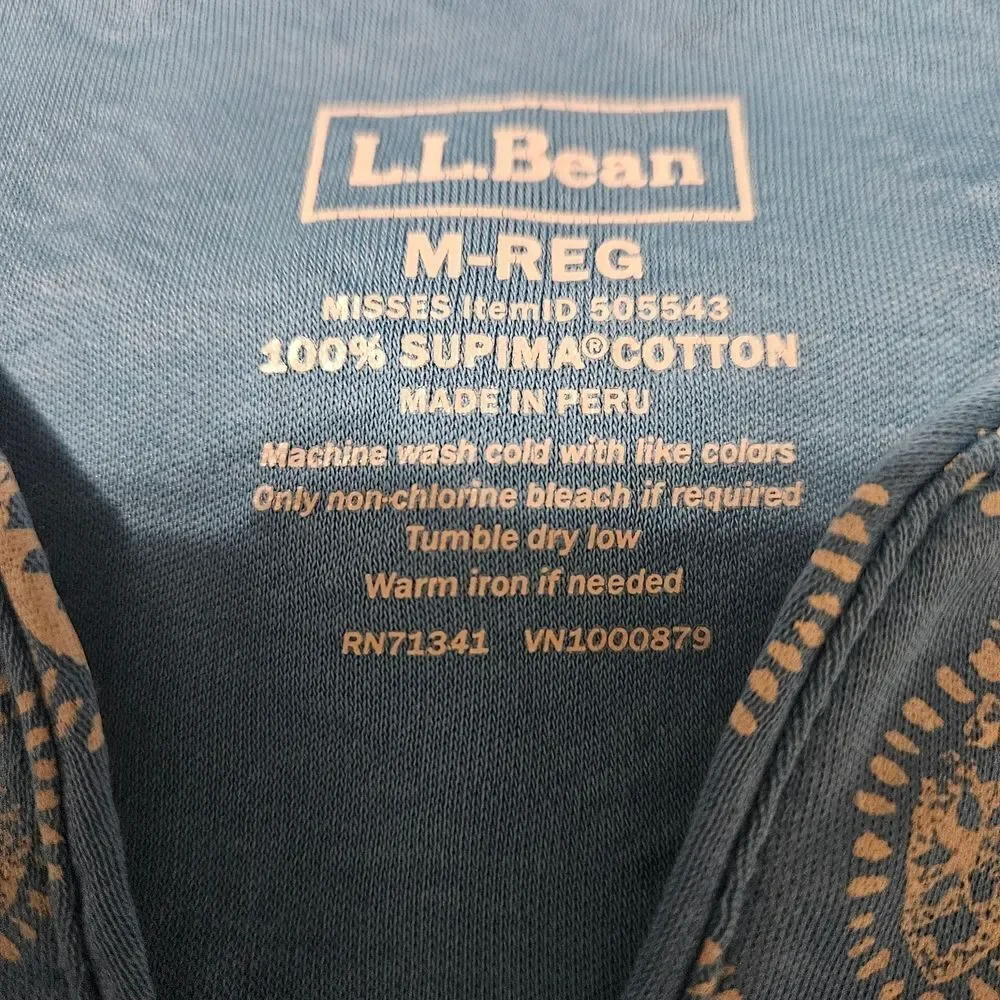 L.L. Bean 100% Supima Cotton Deep V-Neck Relaxed Fit Tunic